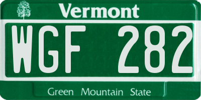 VT license plate WGF282