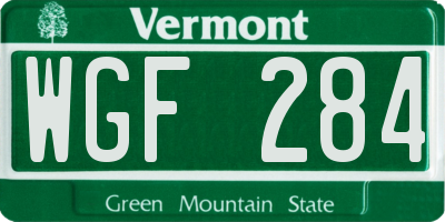 VT license plate WGF284