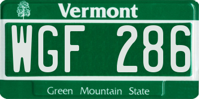 VT license plate WGF286