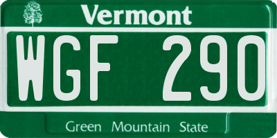 VT license plate WGF290