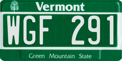 VT license plate WGF291