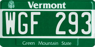 VT license plate WGF293