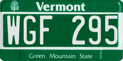 VT license plate WGF295
