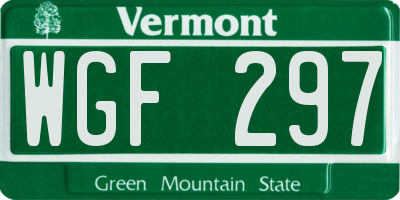 VT license plate WGF297