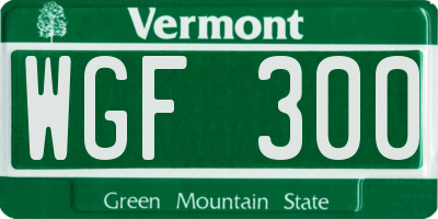 VT license plate WGF300