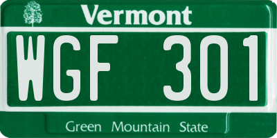 VT license plate WGF301
