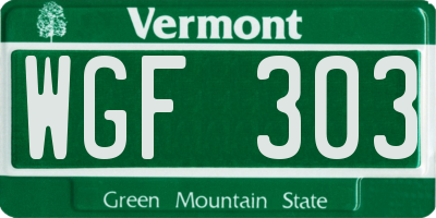 VT license plate WGF303