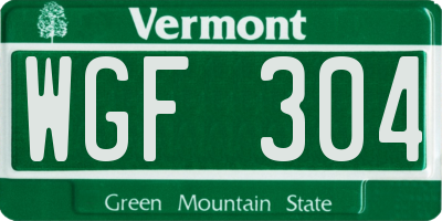 VT license plate WGF304