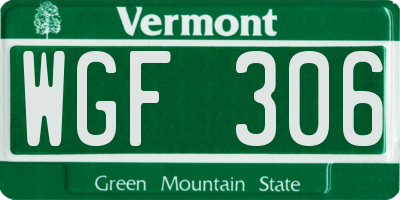 VT license plate WGF306