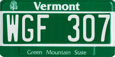 VT license plate WGF307