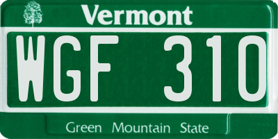 VT license plate WGF310