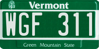 VT license plate WGF311