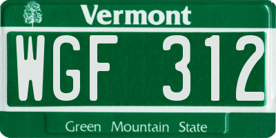 VT license plate WGF312