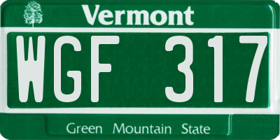 VT license plate WGF317