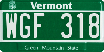 VT license plate WGF318