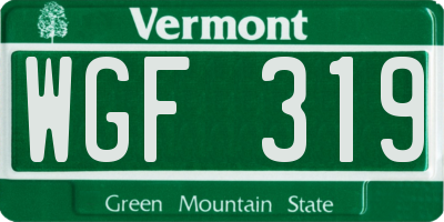 VT license plate WGF319