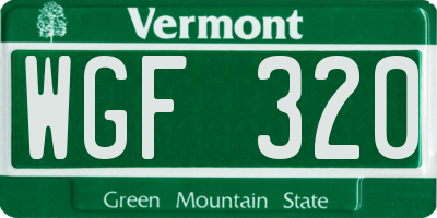 VT license plate WGF320