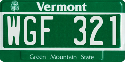 VT license plate WGF321