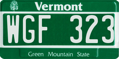VT license plate WGF323