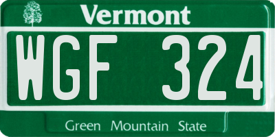 VT license plate WGF324