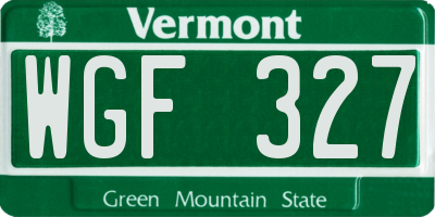 VT license plate WGF327