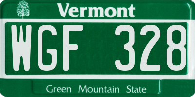 VT license plate WGF328