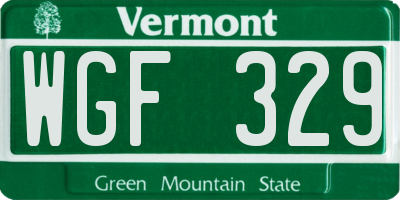 VT license plate WGF329