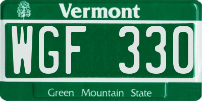 VT license plate WGF330