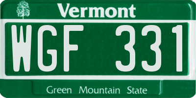 VT license plate WGF331