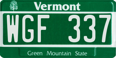 VT license plate WGF337