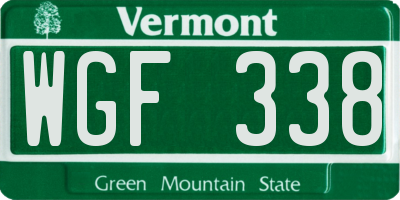 VT license plate WGF338