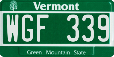 VT license plate WGF339