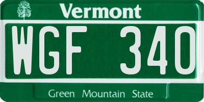 VT license plate WGF340