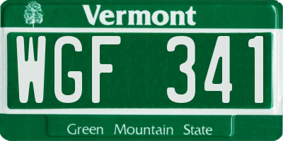 VT license plate WGF341