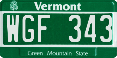 VT license plate WGF343