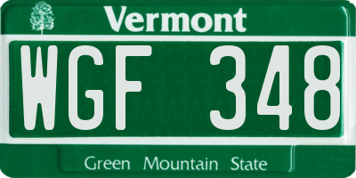 VT license plate WGF348