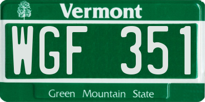 VT license plate WGF351