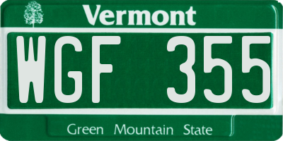VT license plate WGF355