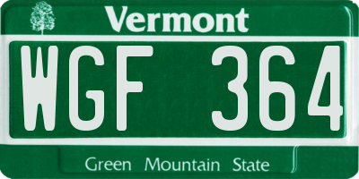 VT license plate WGF364