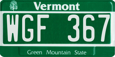 VT license plate WGF367