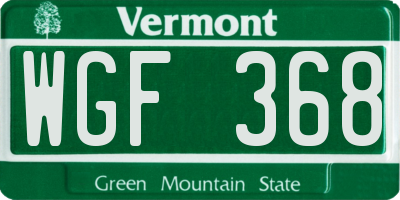 VT license plate WGF368
