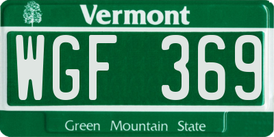 VT license plate WGF369
