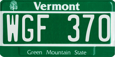 VT license plate WGF370