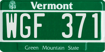 VT license plate WGF371