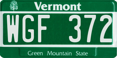 VT license plate WGF372