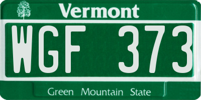 VT license plate WGF373