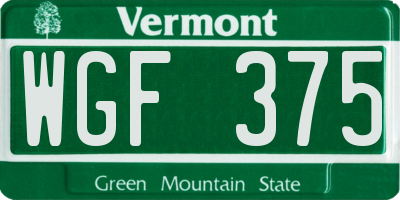 VT license plate WGF375