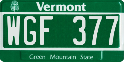 VT license plate WGF377