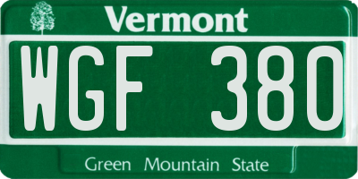 VT license plate WGF380