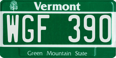 VT license plate WGF390